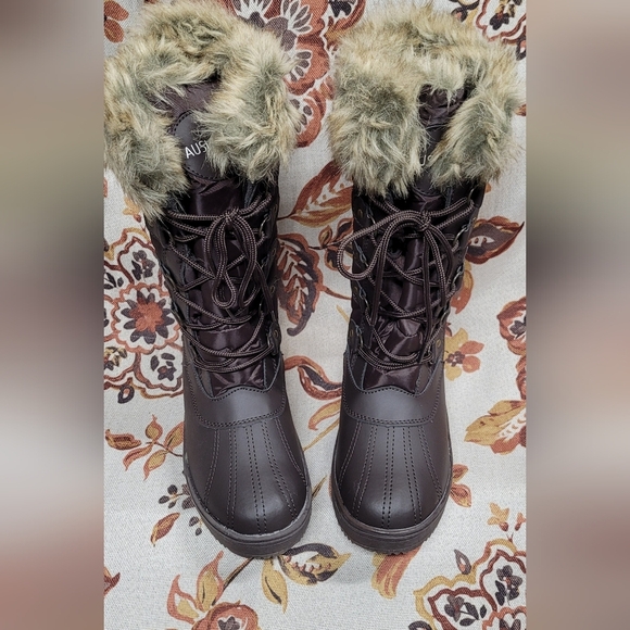 Women's Mid-Calf Lace Up Oxford Fabric Snow Boots - Picture 5 of 7